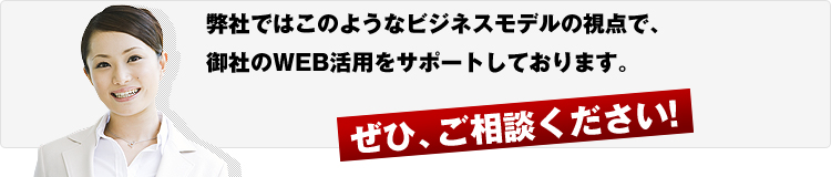 弊社ではこのようなビジネスモデルの視点で、御社のWEB活用をサポートしております。